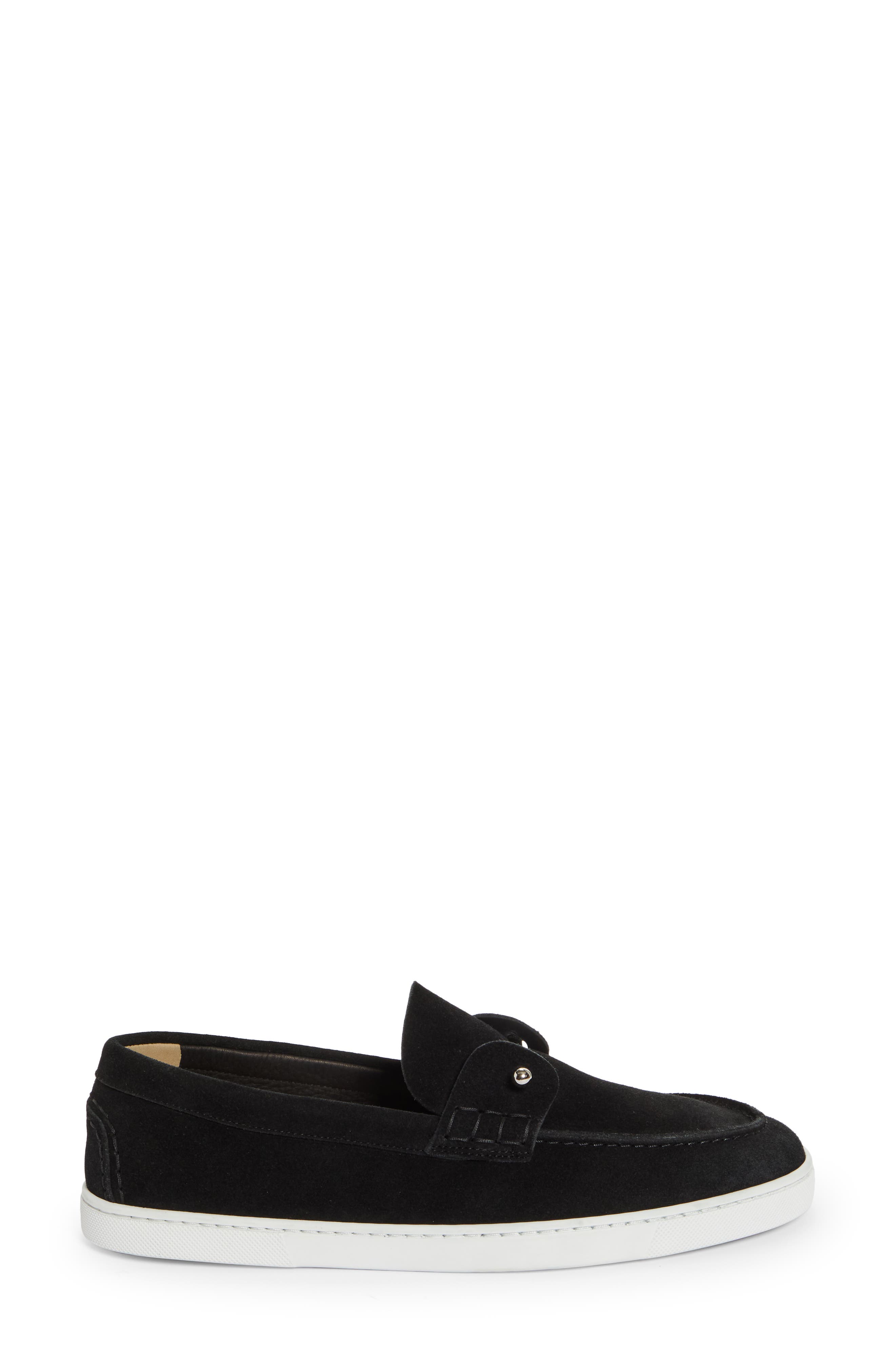 Christian Louboutin Chambeliboat Loafer, Alternate, color, Black Suede