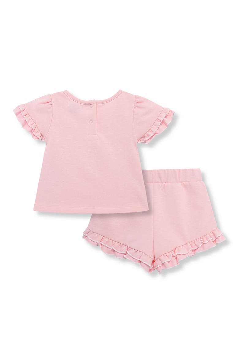 Ruffle French Terry Top & Shorts Set, Alternate, color, PINK