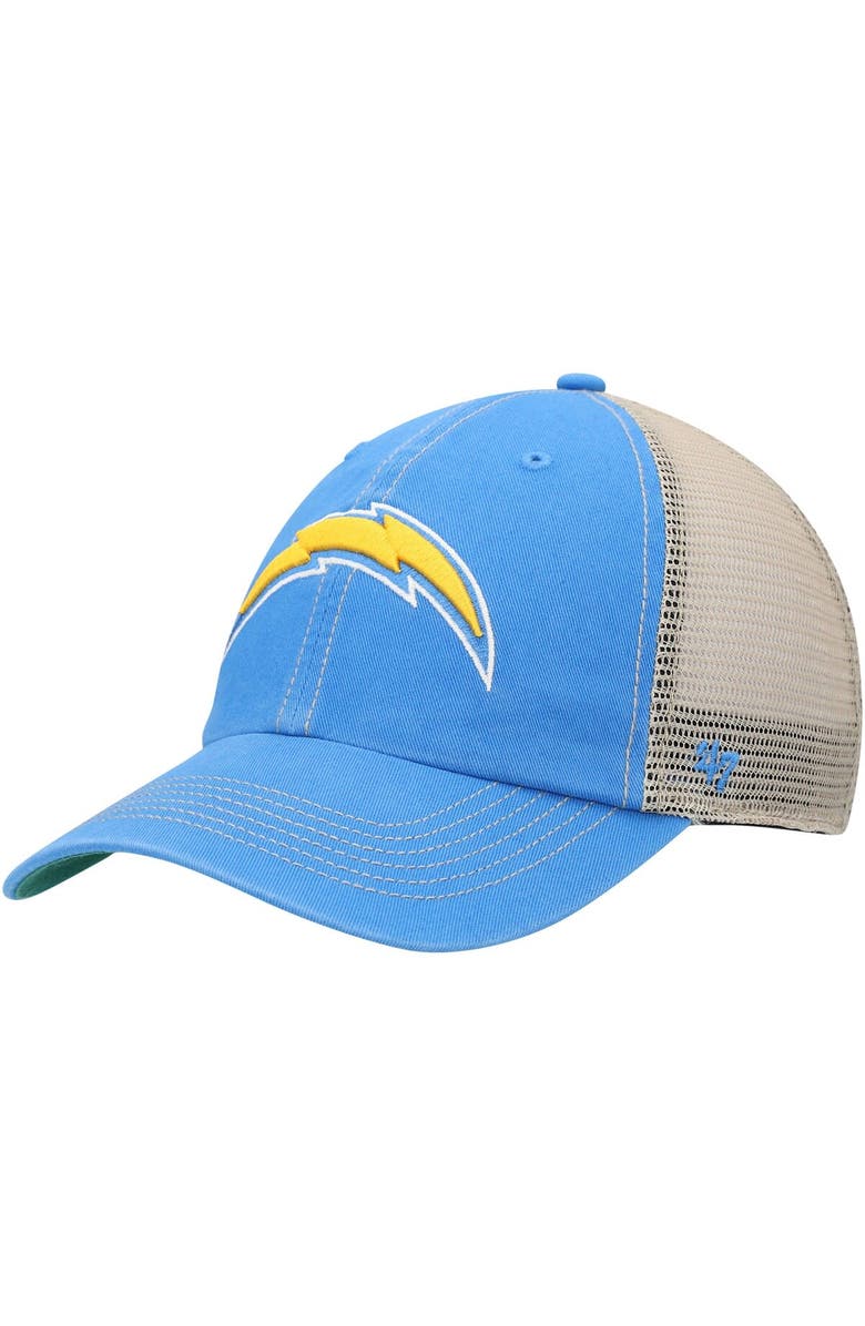 '47 Men's '47 Powder Blue/Natural Los Angeles Chargers Trawler Trucker Clean Up Snapback Hat, Main, color, Powder Blue