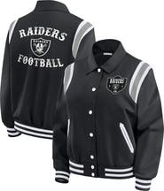 WEAR by Erin Andrews Women's WEAR by Erin Andrews Black Las Vegas Raiders Varsity Lightweight Full-Snap Jacket