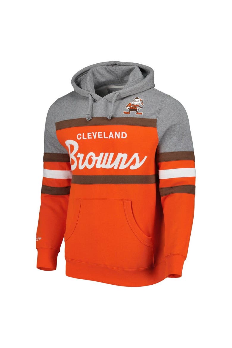 Men's Mitchell & Ness Orange/Heathered Gray Cleveland Browns Head Coach Pullover Hoodie, Alternate, color, Orange