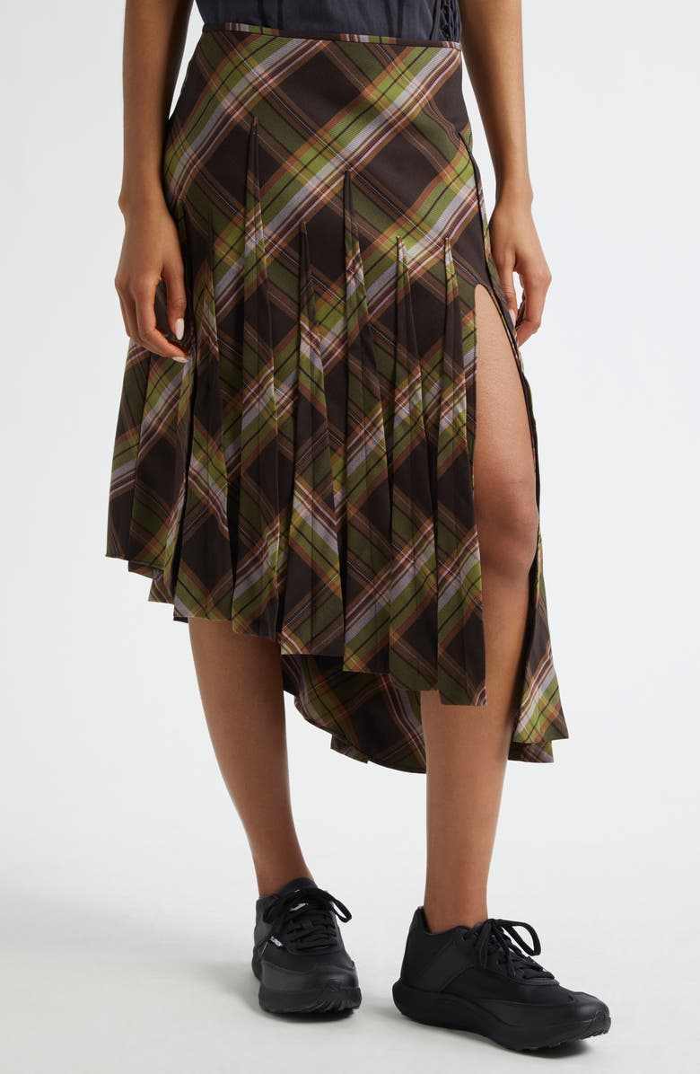 Collina Strada Long Drizzle Tapenade Plaid Cotton Flannel Skirt, Alternate, color, Tapenade Plaid