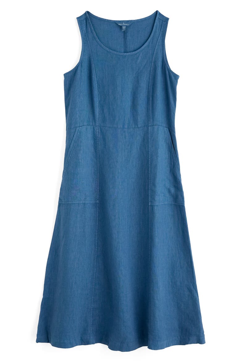 Grass Wave Sleeveless Linen Midi Dress, Alternate, color, SAILOR