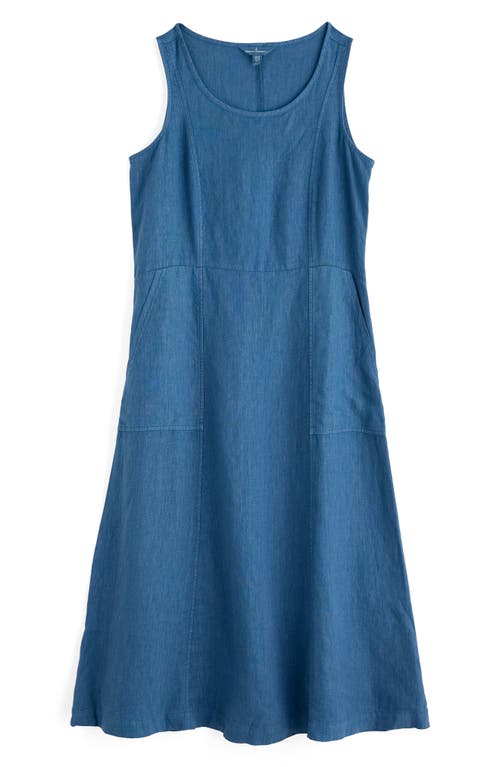 Seasalt Cornwall Grass Wave Sleeveless Linen Midi Dress In Blue