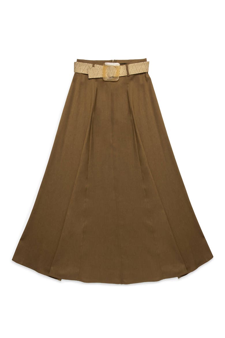 Belted Clouet Linen Blend Maxi Skirt, Alternate, color, TOAST