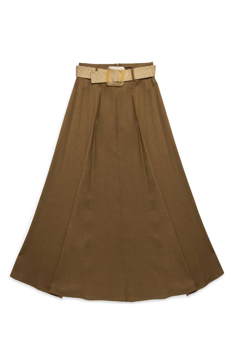 DELUC Belted Clouet Linen Blend Maxi Skirt, Alternate, color, Toast