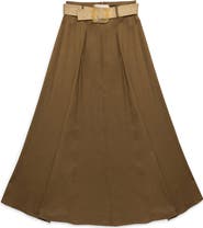 DELUC Belted Clouet Linen Blend Maxi Skirt
