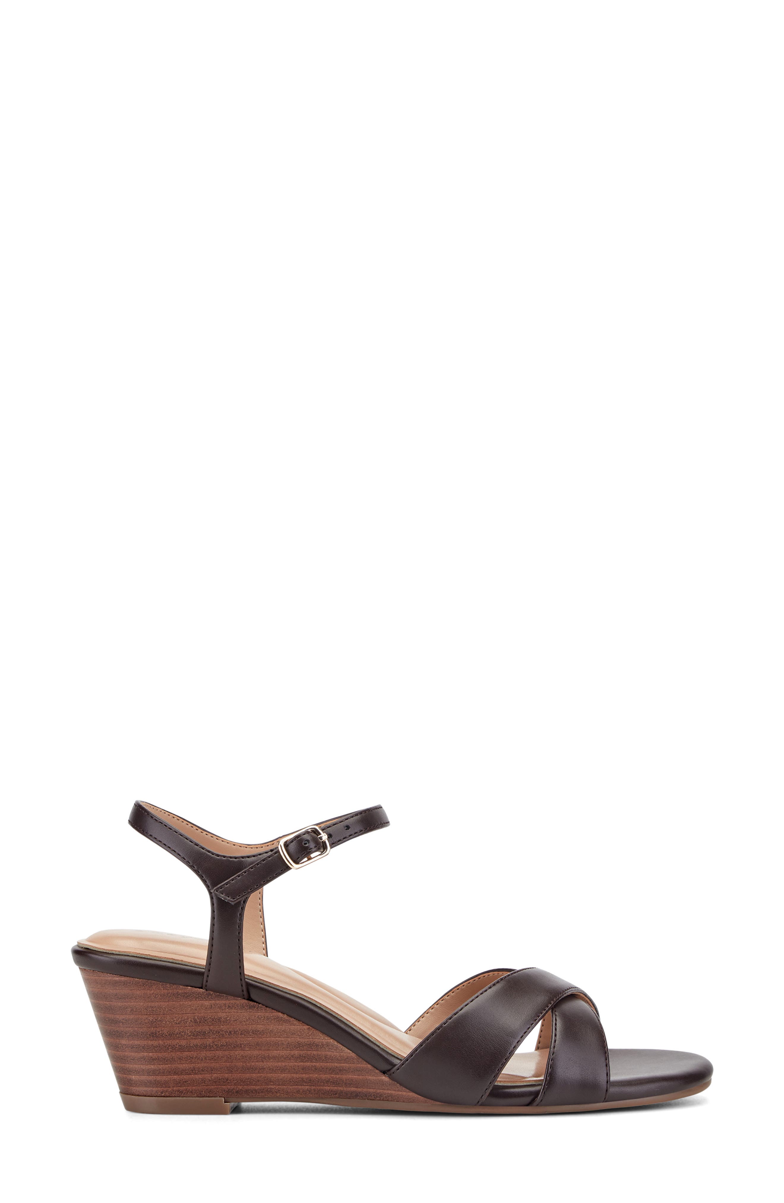 Noya Wedge Sandal, Alternate, color, DARK BROWN