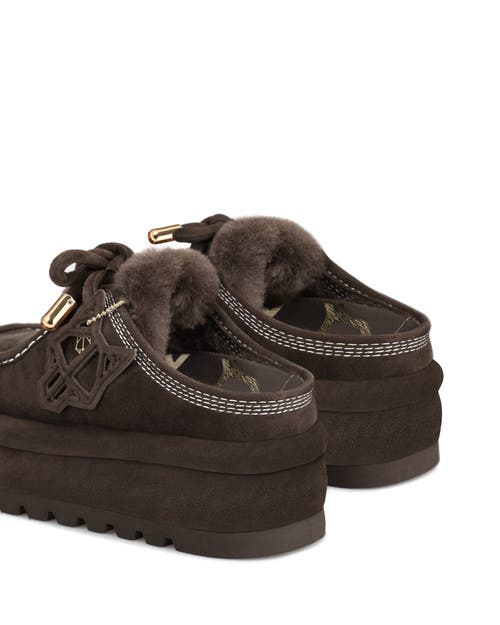 Naked Wolfe Blizzard Suede/shearling Slip-on In Brown