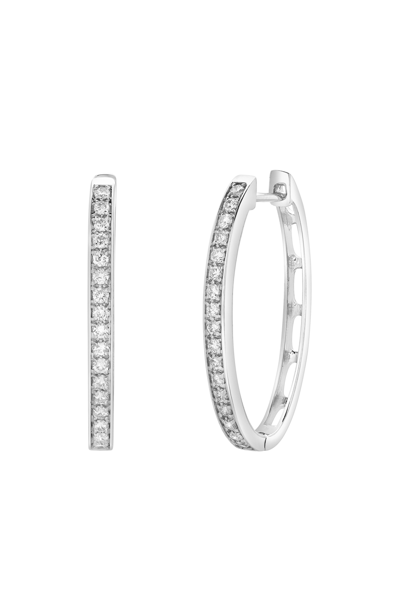 Maris Channel-Set Diamond Huggie Hoop Earrings in 14K Gold, Alternate, color, 14K White Gold