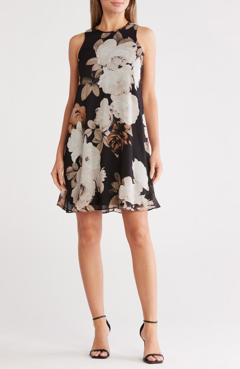 Calvin Klein Floral Chiffon Trapeze Dress, Main, color,
