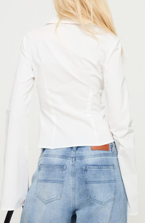 Princess Polly Merritt Lace Inset Button-up Shirt In White