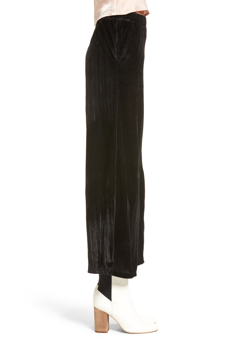 Velvet Culottes, Alternate, color, BLACK