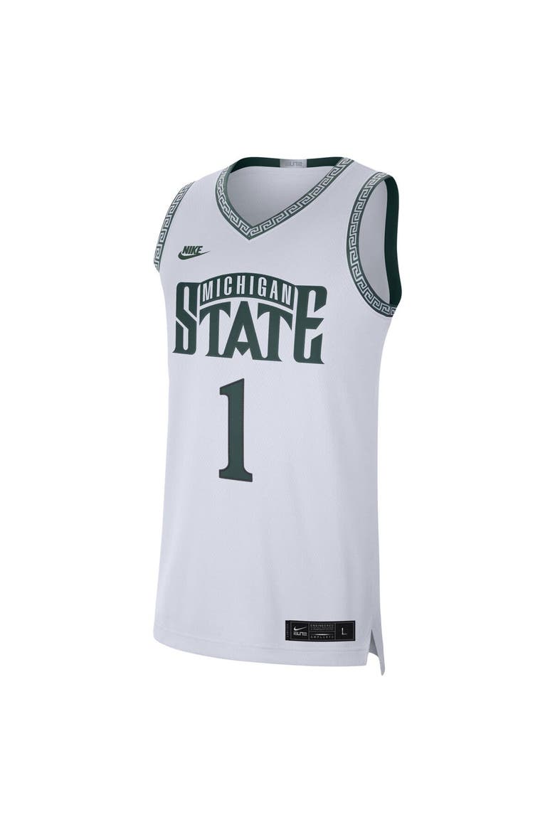 Men's Jordan Brand #1 White Michigan State Spartans Limited Authentic Jersey, Alternate, color, White