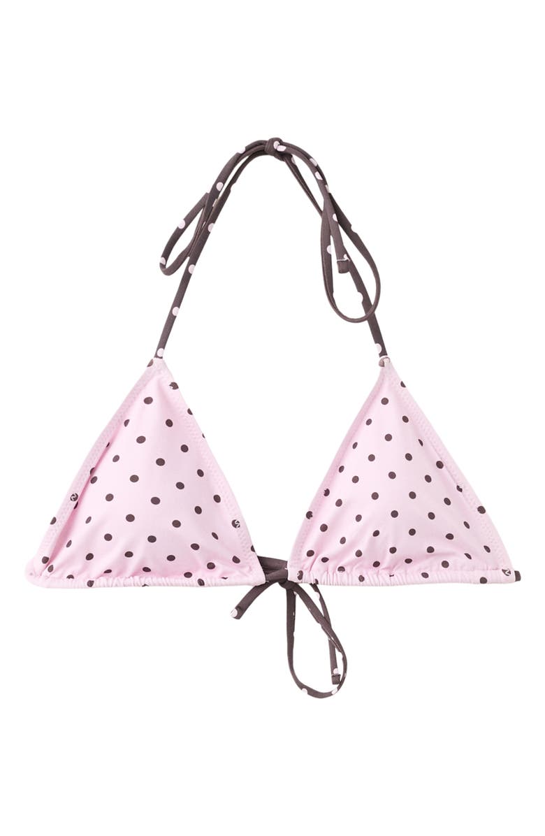 MANGO Polka Dot Triangle Bikini Top, Main, color, Light Pink