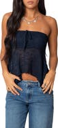 EDIKTED Embroidered Sheer Strapless Top