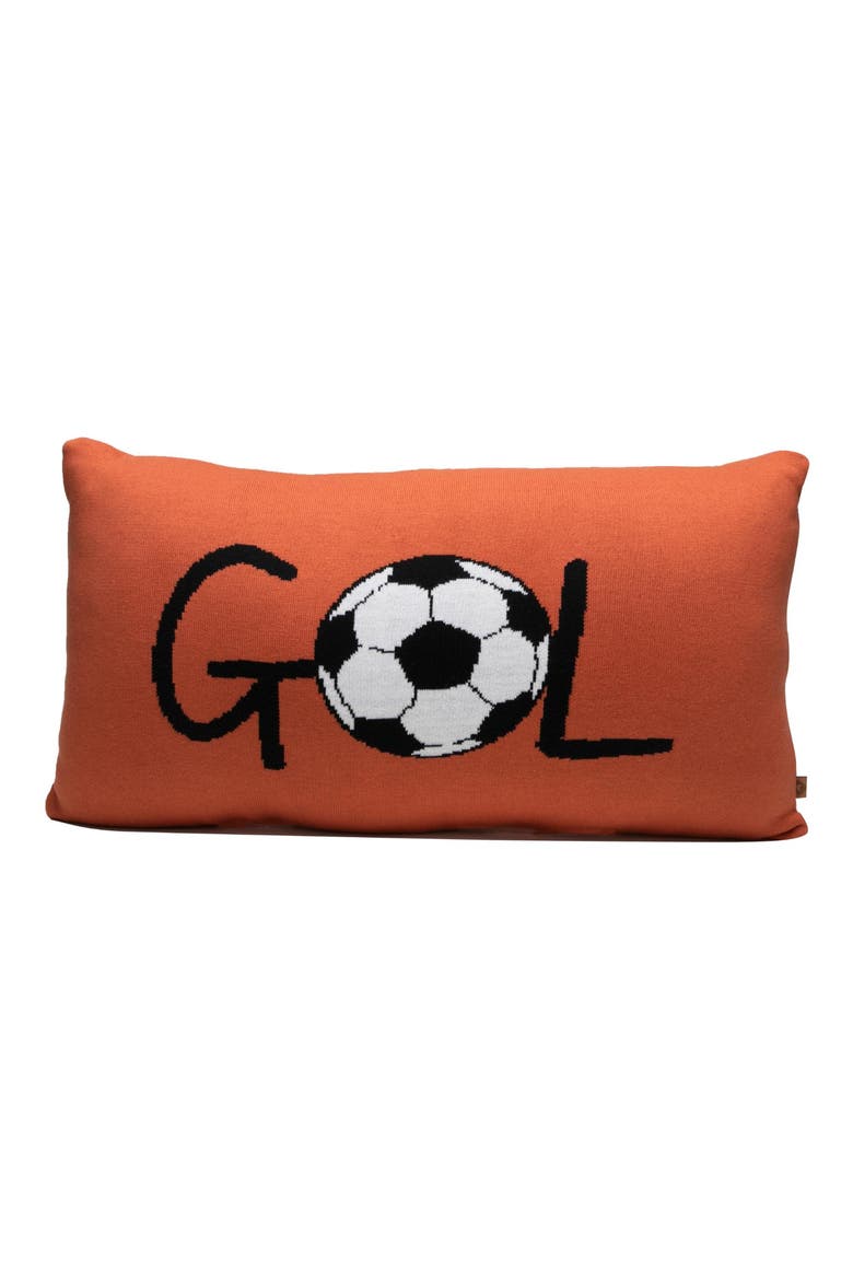 Gol Soccer Rectangular Throw Pillow, Main, color, DARK ORANGE