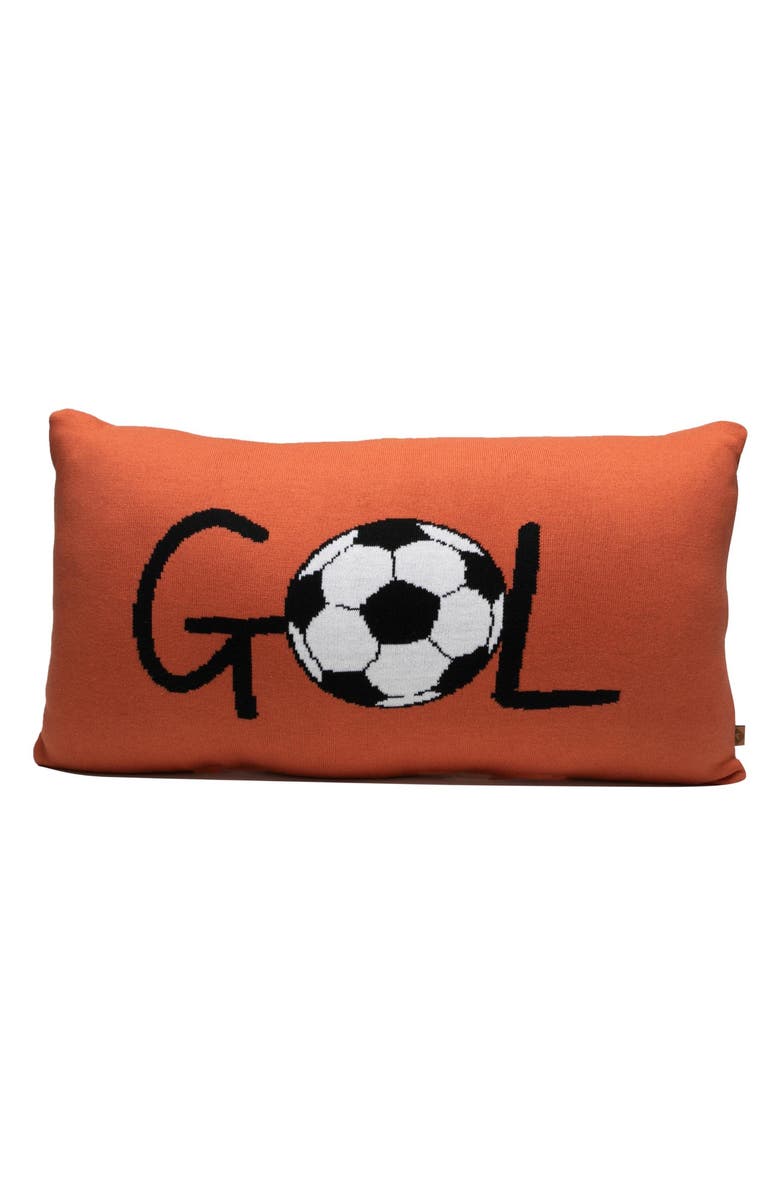RIAN TRICOT Gol Soccer Rectangular Throw Pillow, Main, color, Dark Orange
