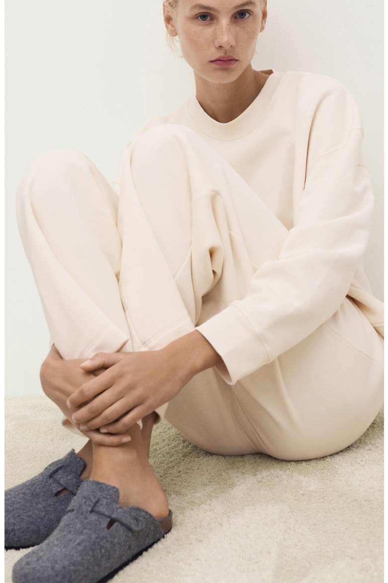 Cotton Blend Wide Leg Lounge Pants, Alternate, color, VANILLA