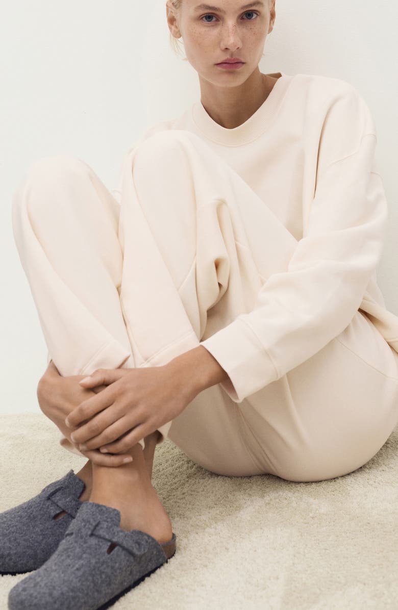 MANGO Cotton Blend Wide Leg Lounge Pants, Alternate, color, Vanilla