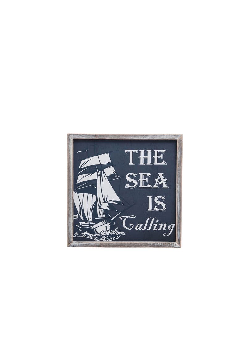 "Sea Is Calling" Hanging Small Wall Plaque Sign 11.8", Main, color, Blue
