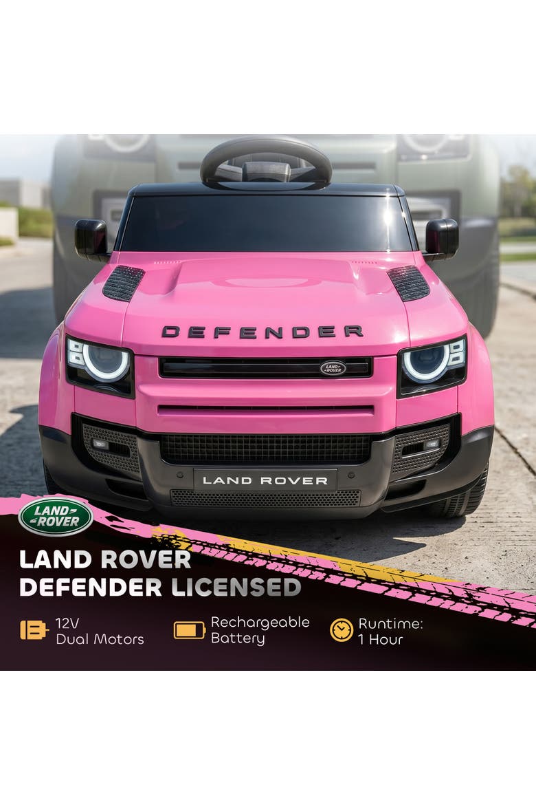 12V Land Rover Defender Ride-On Car, Remote Control, Green, Alternate, color, Pink