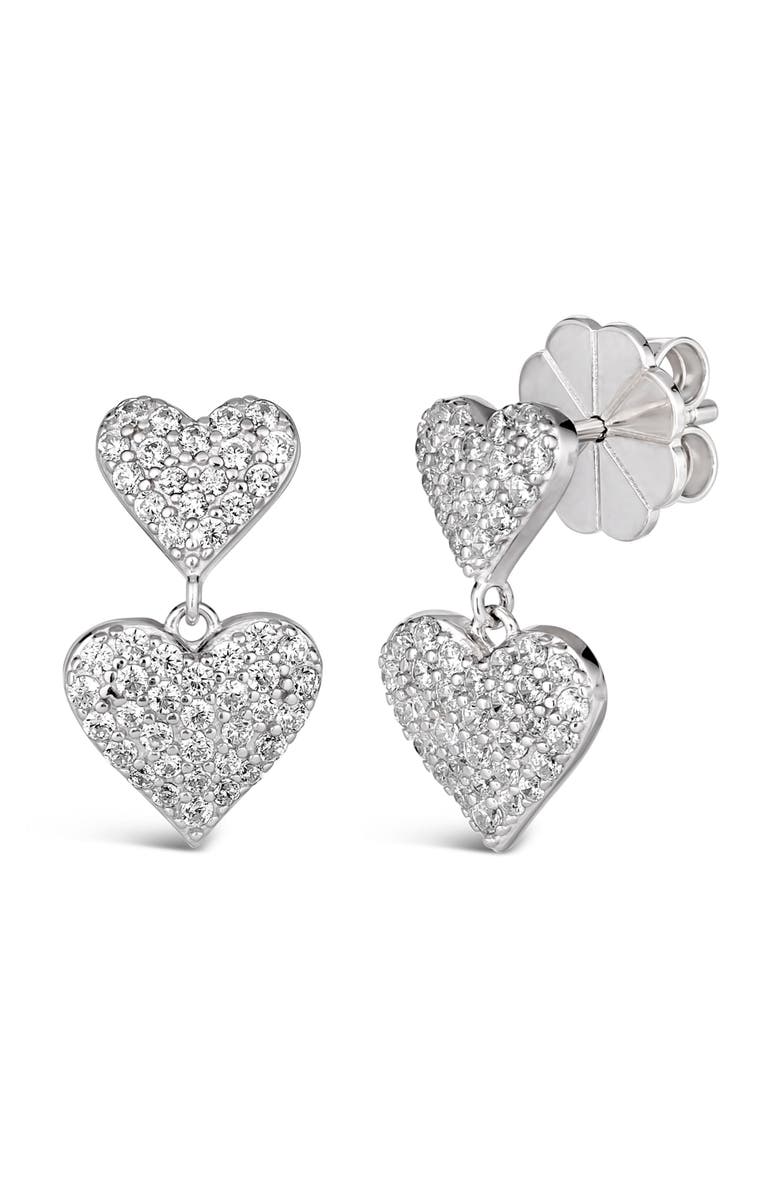 Anna Zuckerman Maria Barcelona Double Heart Earrings, Main, color, Platinum