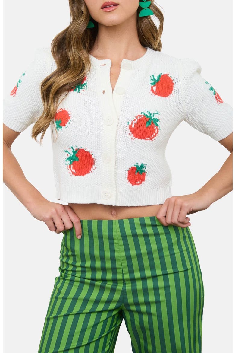 Tomato Short Sleeve Cardigan, Main, color, CREAM