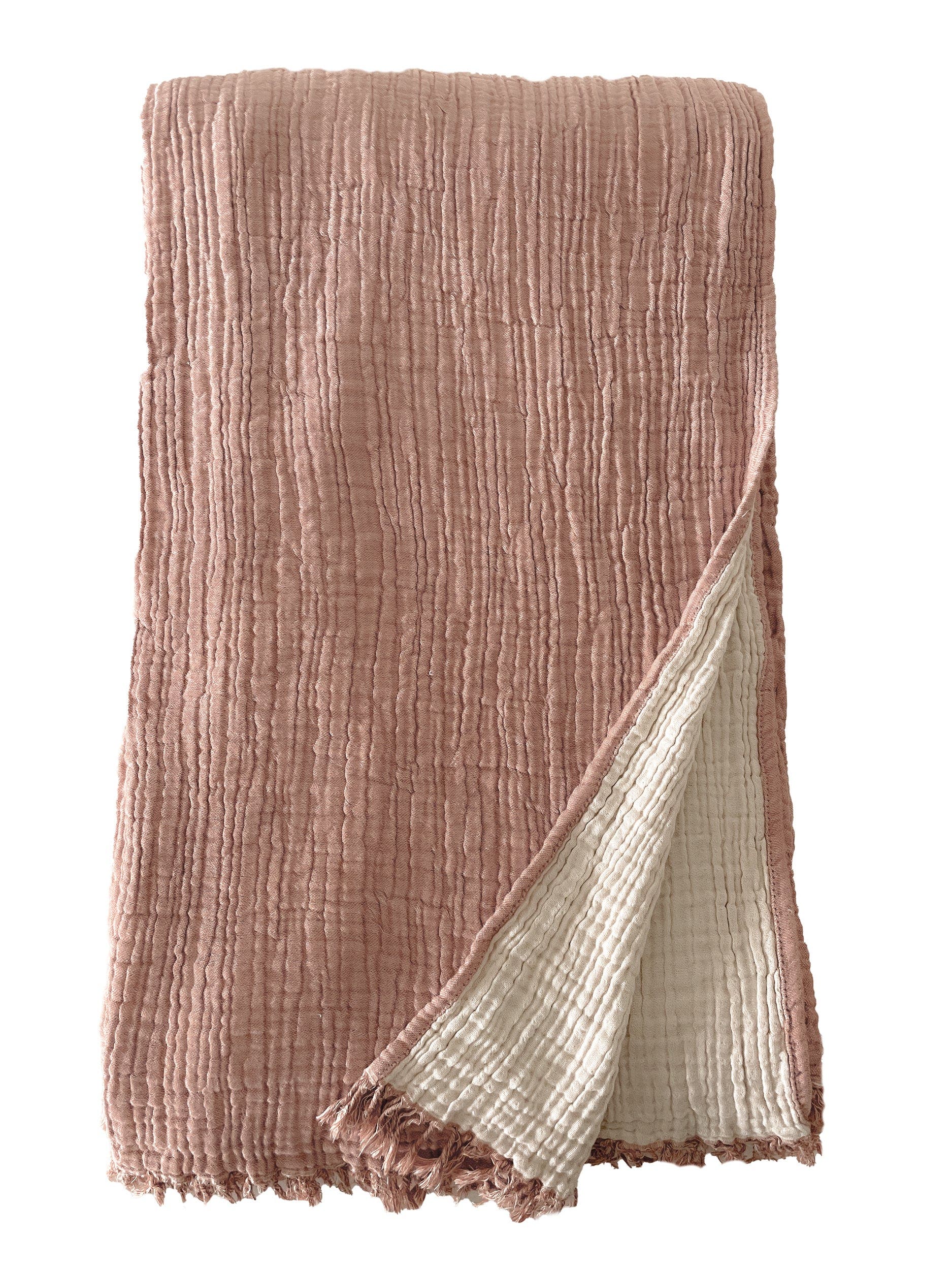 Anaya Crinkled Turkish Cotton Cuddle Throw in Terracotta 
