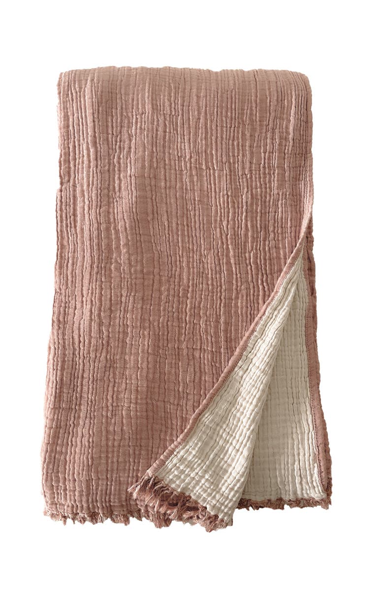 Anaya Crinkled Turkish Cotton Cuddle Throw, Main, color, Terracotta
