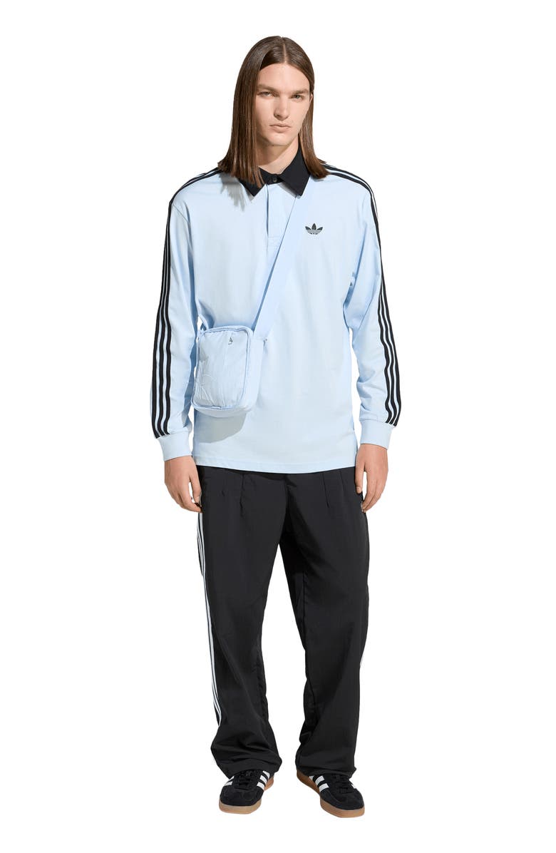 adidas 3-Stripes Long Sleeve Rugby Shirt, Alternate, color, Crystal Sky/ /