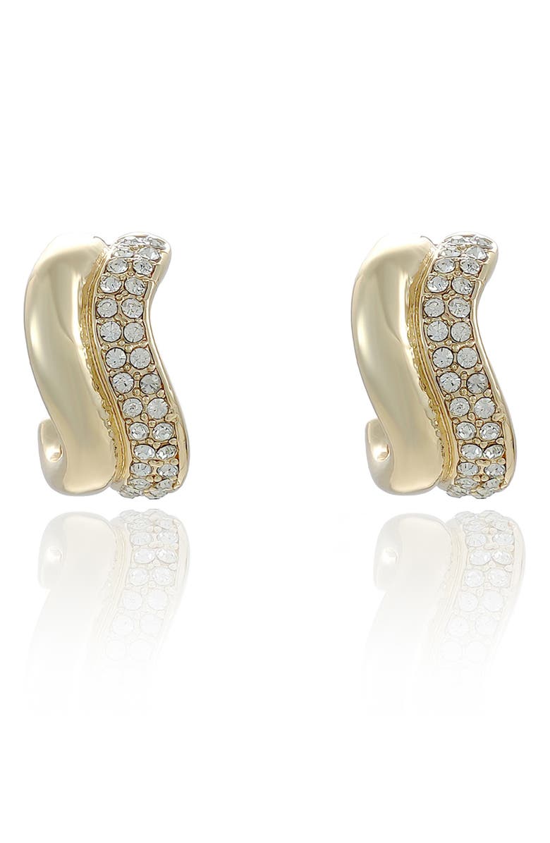 Ettika Cubic Zirconia Curve Hoop Earrings, Alternate, color, Gold