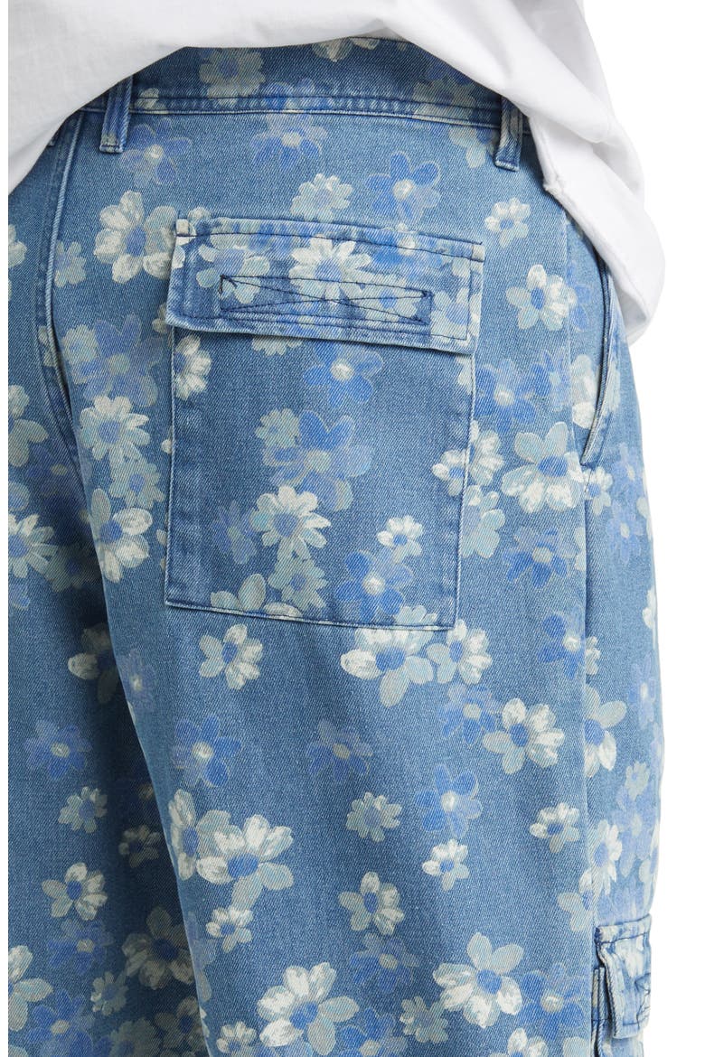 Garden Floral Denim Cargo Pants, Alternate, color, INDIGO