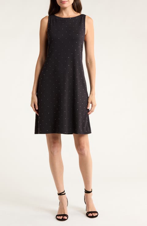 Darcy Diamante Sleeveless Ponte Shift Dress