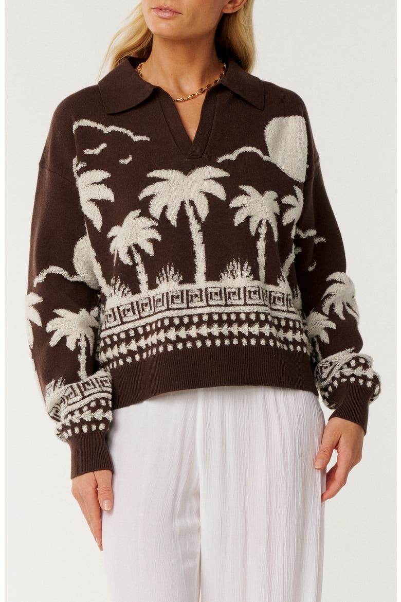Paraiso Jacquard Sweater, Main, color, BROWN