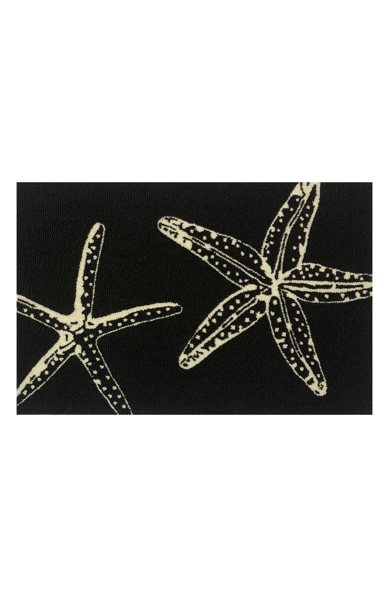 R16 HOME Starfish Outline Indoor/Outdoor Doormat, Main, color, Black White