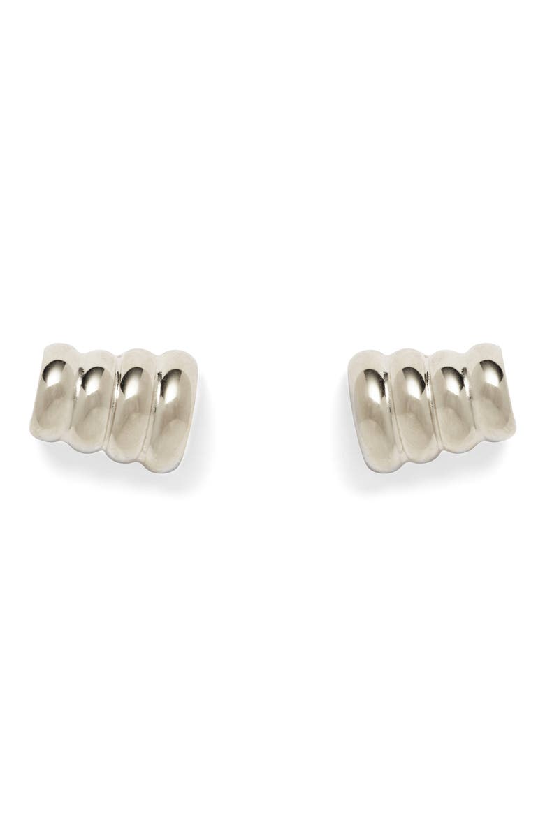 Scala Huggie Hoop Earrings, Main, color, SILVER