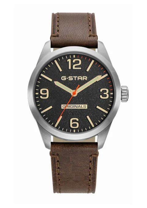 G-star Originals - 40mm, Black Dial, Stainless Steel Case, Brown Leather Strap Watch