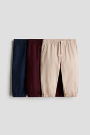 H&M 3-Pack Cotton Twill Joggers