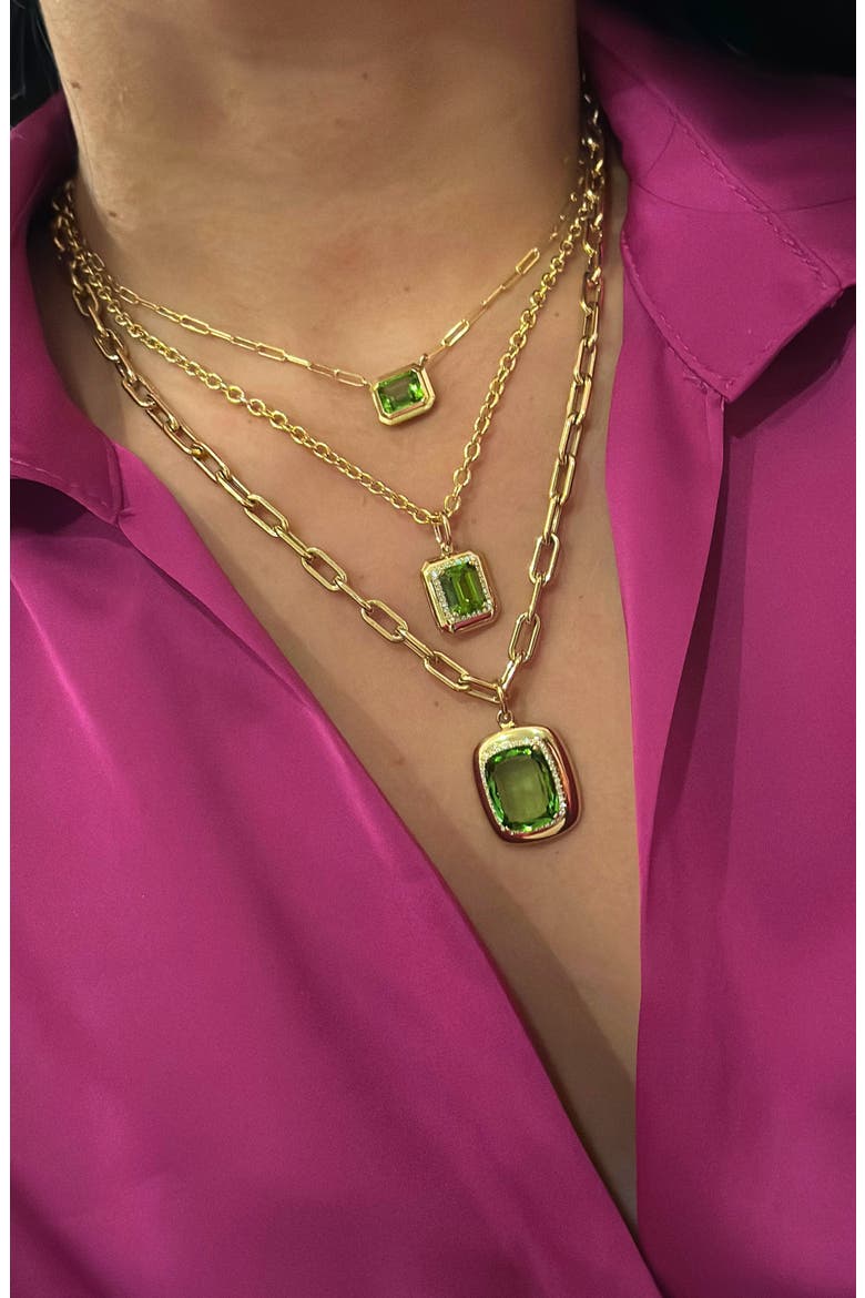 Emerald Cut Pendant Necklace, Alternate, color, BRIGHT GREEN
