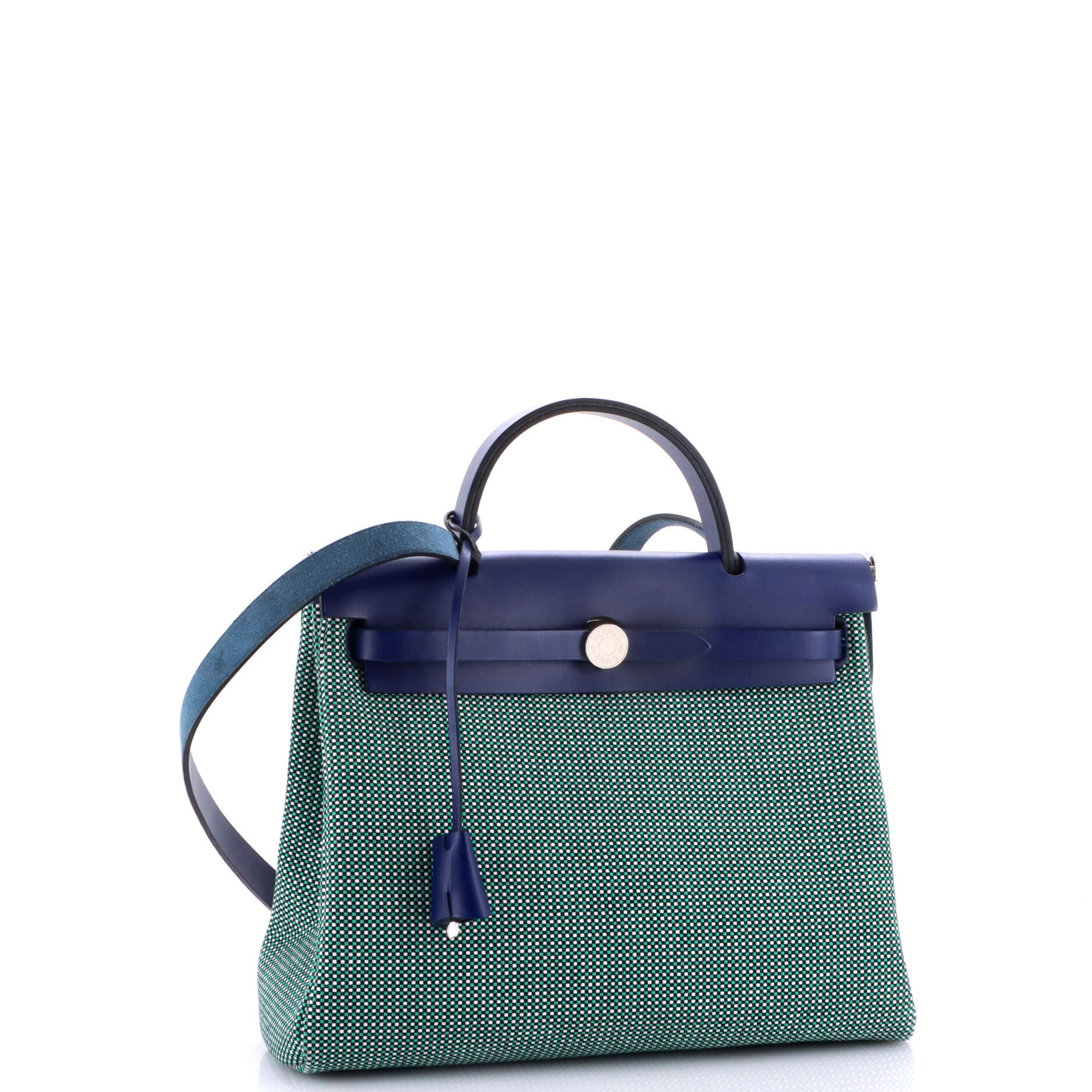 Pre-Owned Hermes Herbag Zip Criss Viking Toile and Leather 31, Alternate, color, Bleu Encre