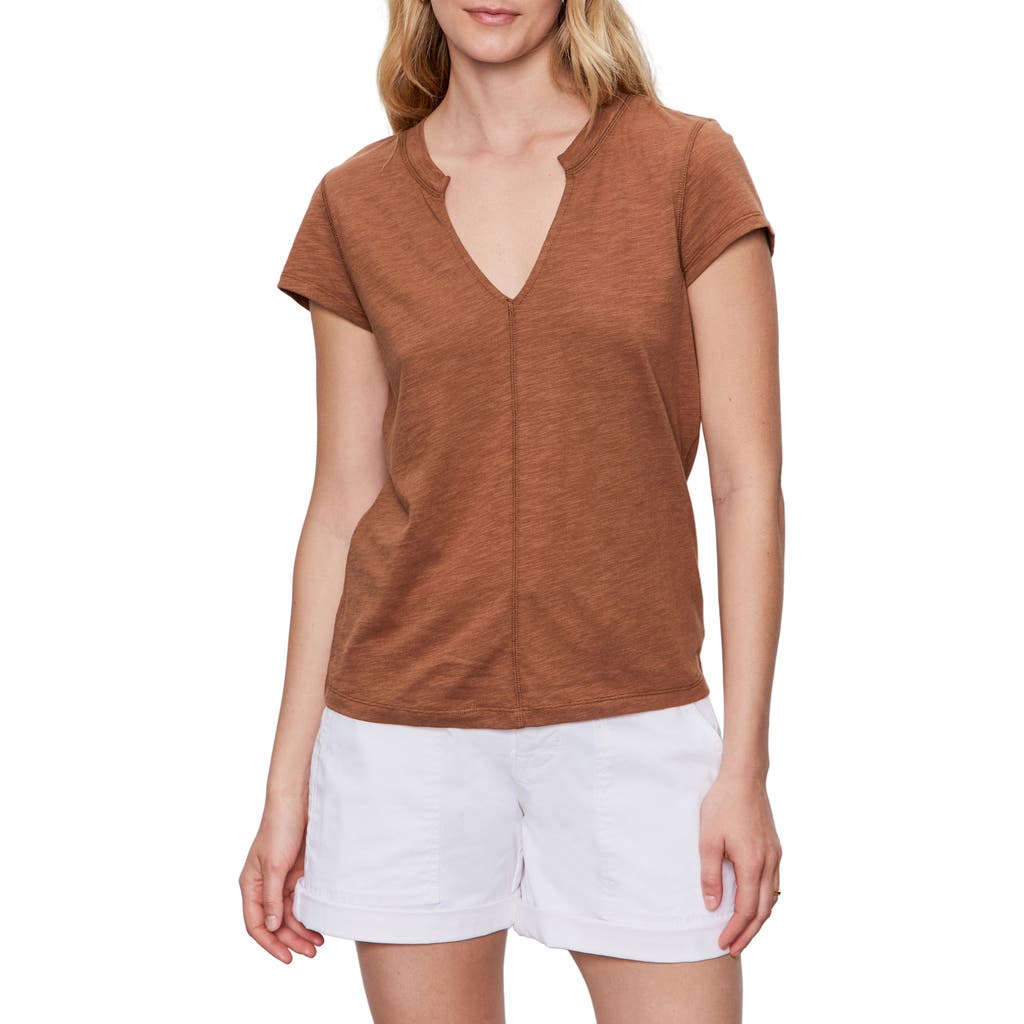 Sanctuary The New Girl Split Neck T-shirt In Brown