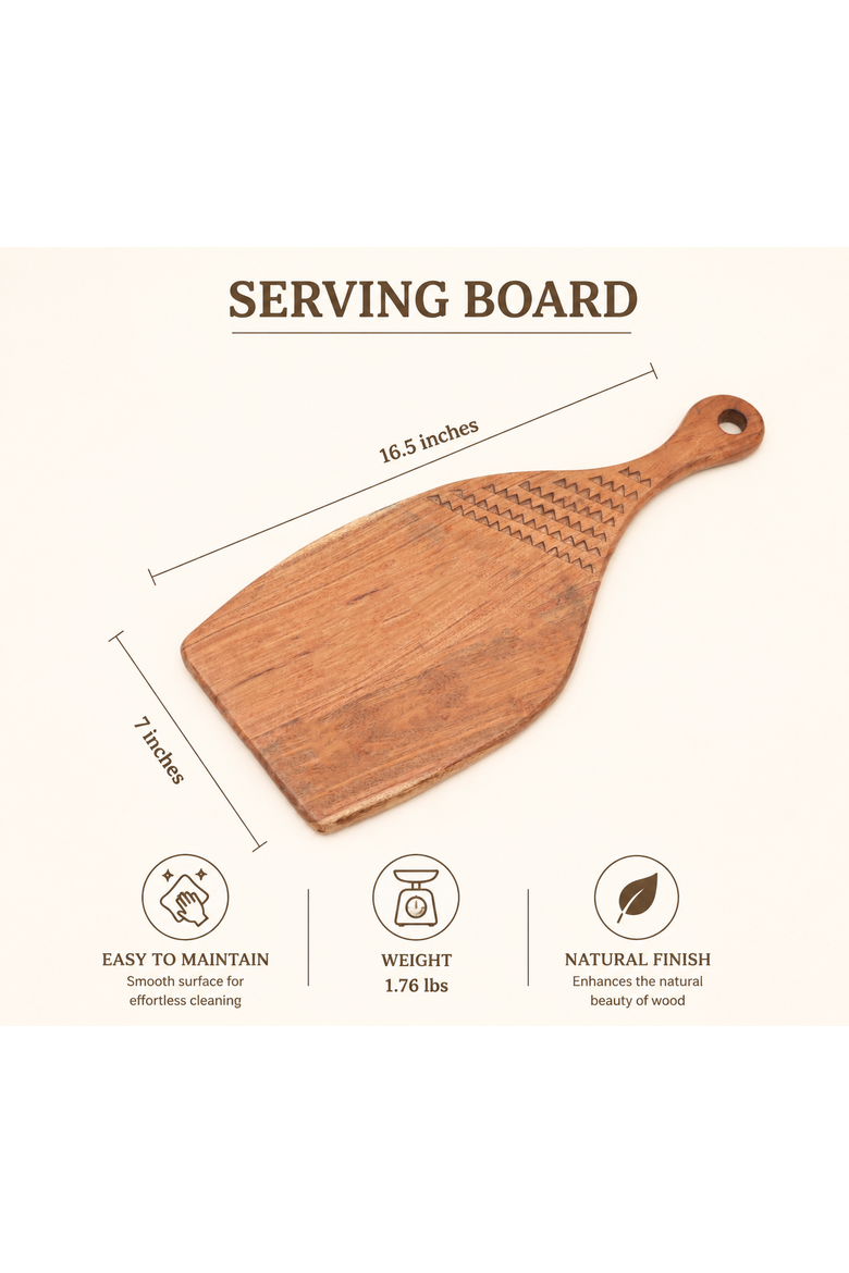 Acacia Wood Handmade Cutting Board with Handle, Alternate, color, Natural Wood