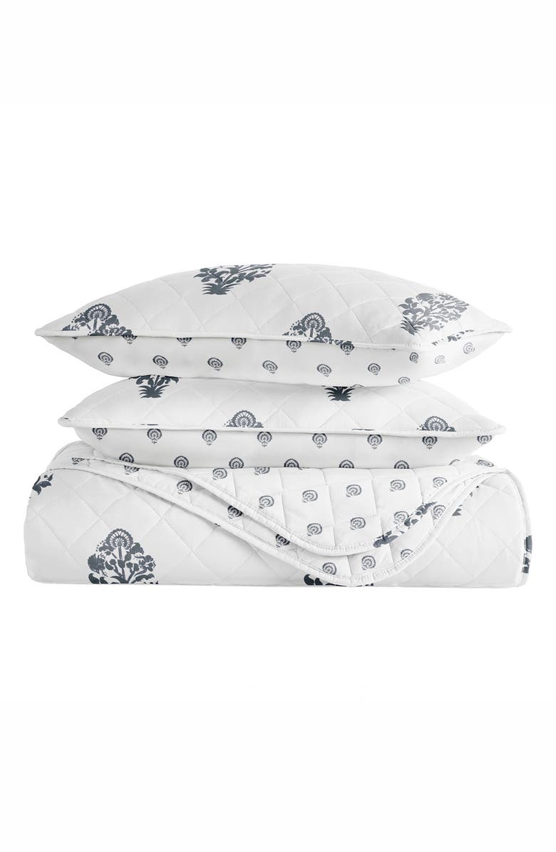 HOMESPUN Pattern Reversible Quilt & Sham Set, Main, color, Dusk Blue