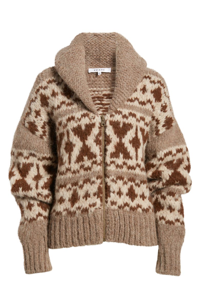 FRAME Zip-Up Fair Isle Sweater, Alternate, color, 