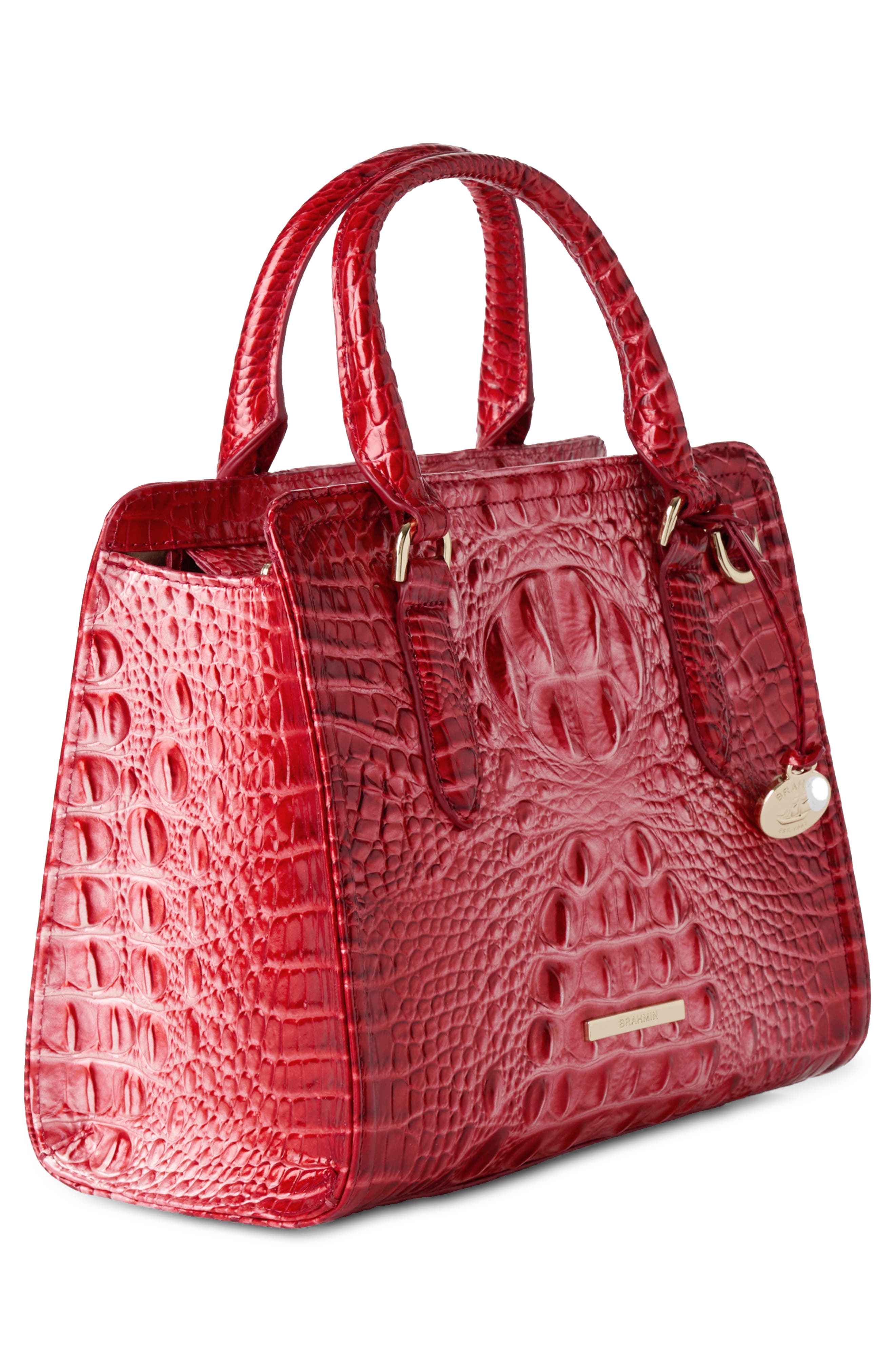 Brahmin Cami Croc Embossed Leather Satchel, Alternate, color, 