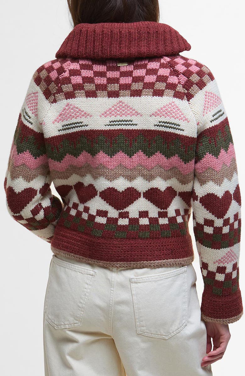 Barbour Ruby Wool Blend Shawl Collar Cardigan, Alternate, color, Burgundy Multi
