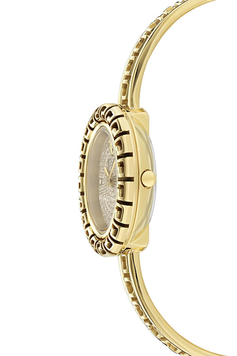 La Greca Diamond Bracelet Watch, Leather Strap & Pendant Chain Gift Set, 28mm, Alternate, color, YELLOW GOLD