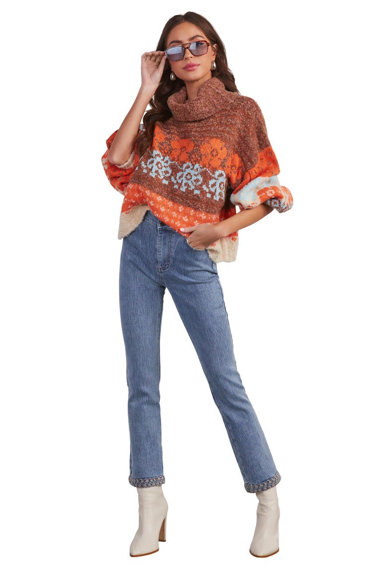 Monet Turtleneck Sweater, Alternate, color, ORANGE MULTI