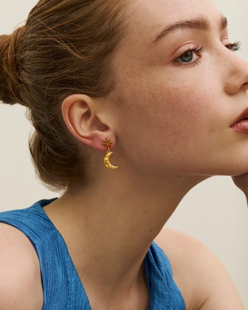 Ottoman Hands Star And Moon Drop Earrings In Gold